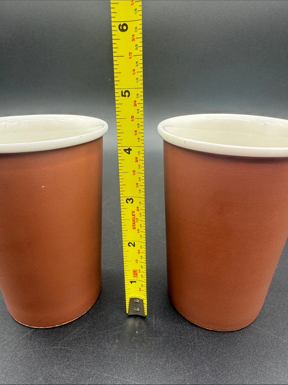 Crate & Barrel Two-Tone Brown and Cream Ceramic Mug Tumbler AIA Selection